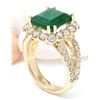 Image 4 : 7.49 CTW Natural Emerald 14K Solid Yellow Gold Diamond Ring
