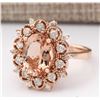 Image 2 : 4.58 CTW Natural Morganite And Diamond Ring In 18K Rose Gold