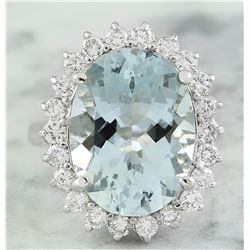 8.88 CTW Aquamarine 14K White Gold Diamond Ring