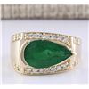 Image 1 : 4.18 CTW Natural Emerald And Diamond Ring In 14k Yellow Gold