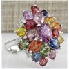 Image 2 : 6.60 CTW Natural Ceylon Sapphire And Diamond Ring In 14K White Gold