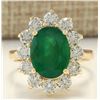 Image 1 : 4.75 CTW Natural Emerald And Diamond Ring In 18K Yellow Gold
