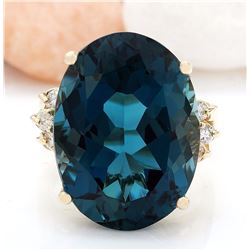 12.25 CTW Natural Topaz 18K Solid Yellow Gold Diamond Ring