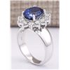 Image 3 : 5.48 CTW Natural Ceylon Sapphire And Diamond Ring In 14K White Gold