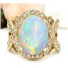Image 1 : 8.88 CTW Natural Opal 18K Solid Yellow Gold Diamond Ring