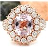 Image 1 : 5.86 CTW Natural Kunzite 18K Solid Rose Gold Diamond Ring