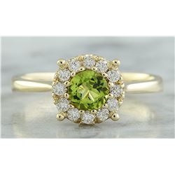 0.72 CTW Peridot 18K Yellow Gold Diamond Ring