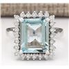 Image 1 : 5.15 CTW Natural Aquamarine And Diamond Ring In 18K White Gold