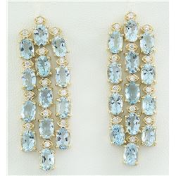 9.90 CTW Aquamarine 18K Yellow Gold Diamond Earrings
