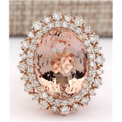 12.82 CTW Natural Morganite And Diamond Ring In 18K Rose Gold