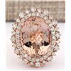 Image 1 : 12.82 CTW Natural Morganite And Diamond Ring In 18K Rose Gold