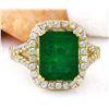 Image 1 : 4.47 CTW Natural Emerald 18K Solid Yellow Gold Diamond Ring
