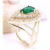 Image 4 : 2.40 CTW Natural Emerald 14K Solid Yellow Gold Diamond Ring