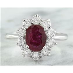 2.81 CTW Ruby 18K White Gold Diamond Ring