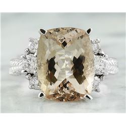 6.69  CTW Morganite 14K White Gold Diamond Ring