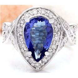 4.75 CTW Natural Tanzanite 18K Solid White Gold Diamond Ring