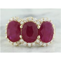 8.32 CTW Ruby 18K Yellow Gold Diamond Ring