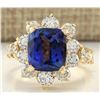 Image 1 : 7.83 CTW Natural Tanzanite And Diamond Ring In 14k Yellow Gold