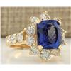 Image 2 : 7.83 CTW Natural Tanzanite And Diamond Ring In 14k Yellow Gold
