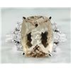 Image 1 : 6.69  CTW Morganite 18K White Gold Diamond Ring