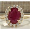 Image 1 : 1.81 CTW Natural Red Ruby And Diamond Ring 18K Solid Yellow Gold