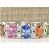Image 1 : 7.09 CTW Natural Sapphire And Diamond Ring In 14K White Gold