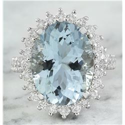 9.46 CTW Aquamarine 18K White Gold Diamond Ring