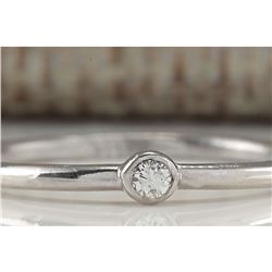 0.04CTW Natural Diamond Ring 18K Solid White Gold