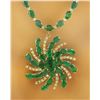 Image 1 : 38.50 CTW Emerald 18K Yellow Gold Diamond Necklace