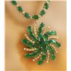 Image 2 : 38.50 CTW Emerald 18K Yellow Gold Diamond Necklace