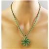 Image 3 : 38.50 CTW Emerald 18K Yellow Gold Diamond Necklace