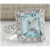 Image 2 : 4.85 CTW Natural Aquamarine And Diamond Ring In 14K White Gold
