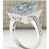 Image 3 : 4.85 CTW Natural Aquamarine And Diamond Ring In 14K White Gold