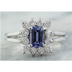 0.98 CTW Tanzanite 18K White Gold Diamond Ring