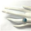 Image 4 : 7.58 CTW Natural Blue Zircon And Diamond Ring 18K Solid White Gold