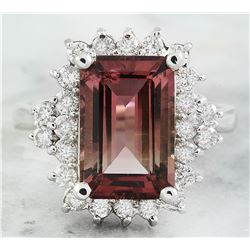 4.90 CTW Tourmaline 18K White Gold Diamond Ring
