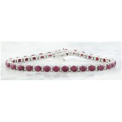 14.00 CTW Ruby 18K White Gold Diamond Bracelet