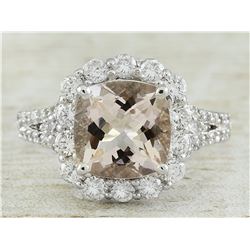 3.70 CTW Morganite 18K White Gold Diamond Gold