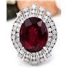 Image 1 : 14.20 CTW Natural Tourmaline 14K Solid White Gold Diamond Ring