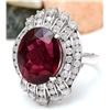 Image 2 : 14.20 CTW Natural Tourmaline 14K Solid White Gold Diamond Ring