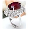 Image 4 : 14.20 CTW Natural Tourmaline 14K Solid White Gold Diamond Ring