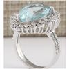 Image 3 : 7.96 CTW Natural Aquamarine And Diamond Ring In 18K Solid White Gold