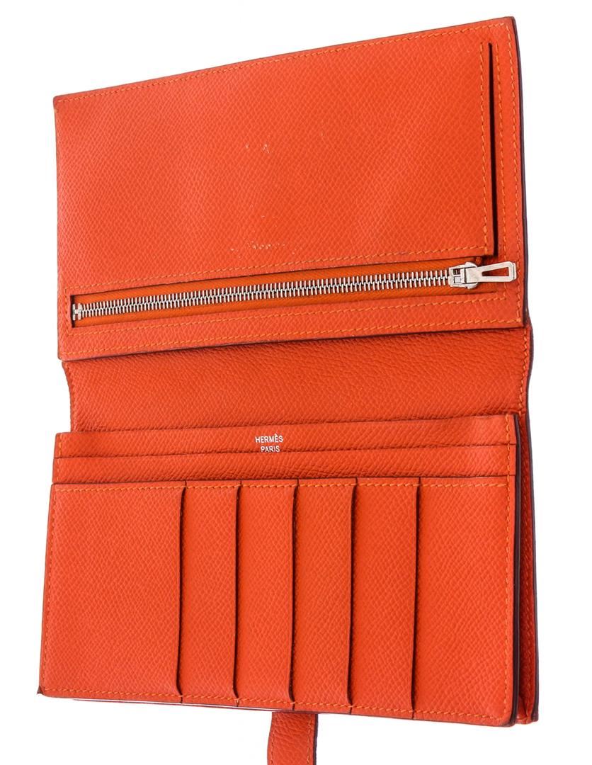 Hermes Orange Epsom Leather Bearn Wallet