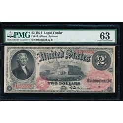 1874 $2 Legal Tender Note PMG 63