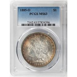 1885-O $1 Morgan Silver Dollar Coin PCGS MS63 Amazing Toning