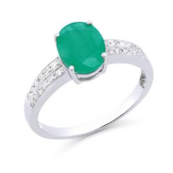 14KT White Gold 2.00ct Emerald and Diamond Ring