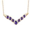 Image 1 : Plated 18KT Yellow Gold 1.70ctw Amethyst and Diamond Pendant with Chain