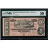Image 1 : 1864 $10 Confederate States of America Note PMG 58EPQ