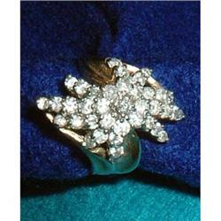 Estate Diamond Waterfall Yellow Gold Ring #852599