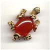 Image 1 : 14k  Carnelian turtle pin c1950 signed #852620